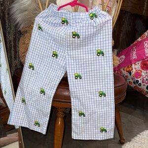 Kids Blue Tractor smocked Pants 3T